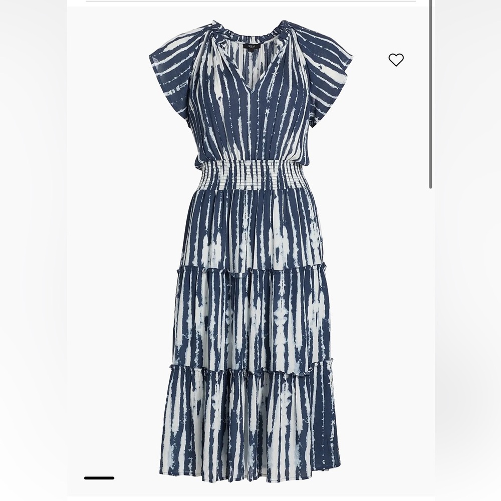 Rails Navy and White Tiered Midi Dress